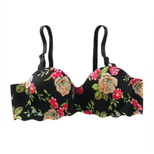 French Simple Push Up Bras for Women One-piece Bra Girls Gathering No Steel Rings Women's Underwear Wireless Bra