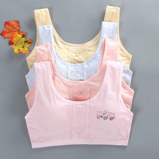 8 18years Teen Girls Training Bras Puberty Wireless Elastic Bra Cotton Sport Tank Tops Underwear KF023 Dropshipping