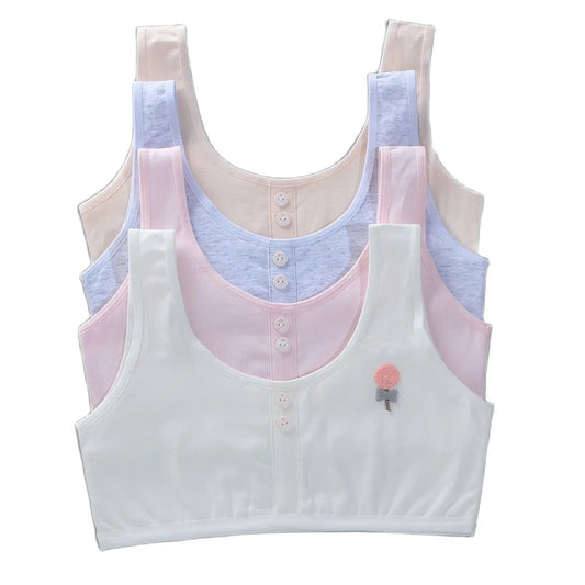 8 16Y Cotton Kids Girls Training Bra Adolescente Girl's Sport Bras Young Children Tube Tops Underwear Teens Bras With Chest Pad