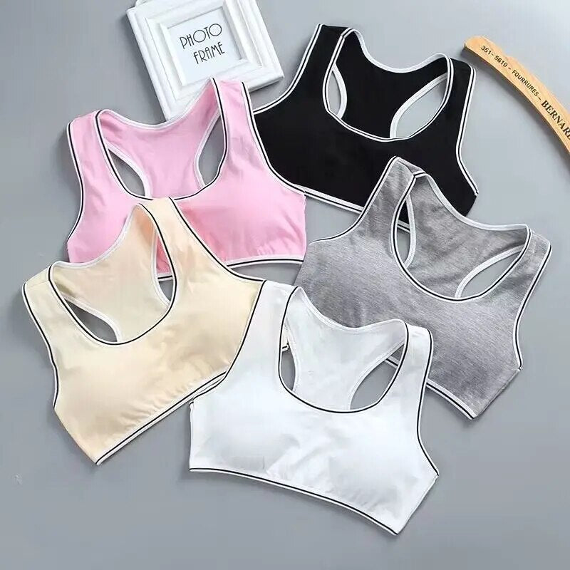 Girl Teens Underwear Sport Young Racerback Training Bra Crop Detachable Summer 10 16Years