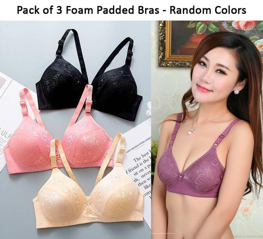 Foam Padded Bras For Women Fits B Cup in Random Colors Wireless Brassiere for Ladies Underwear Garments for Women Bra for Girls with Adjustable Straps 30 40