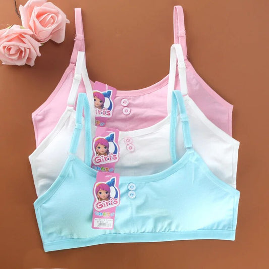 Young Girls Solid Bra Soft Cotton Bra Puberty Teenage Breathable Underwear Kid Cloth Dropshipping