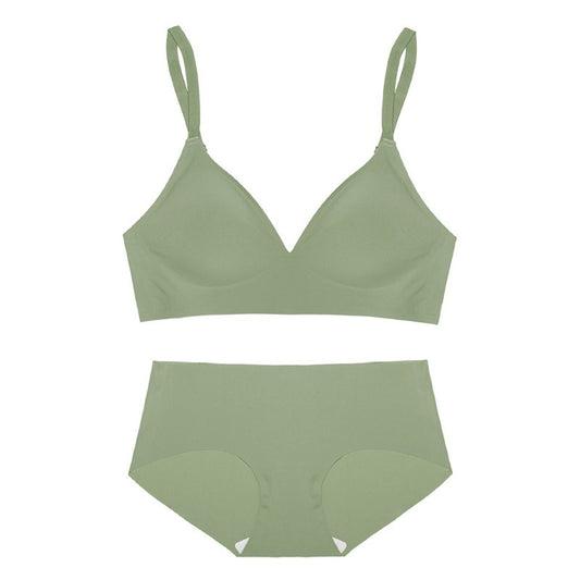 Seamless Wireless Bra & Panty Set  Olive Green
