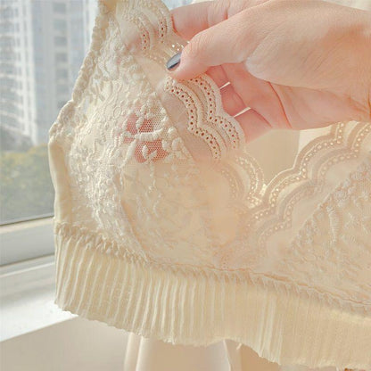 Lace Bras for Women  Female Lingerie Backless Brassiere Breathable Underwear Push Up Wireless Solid Color Underclothes