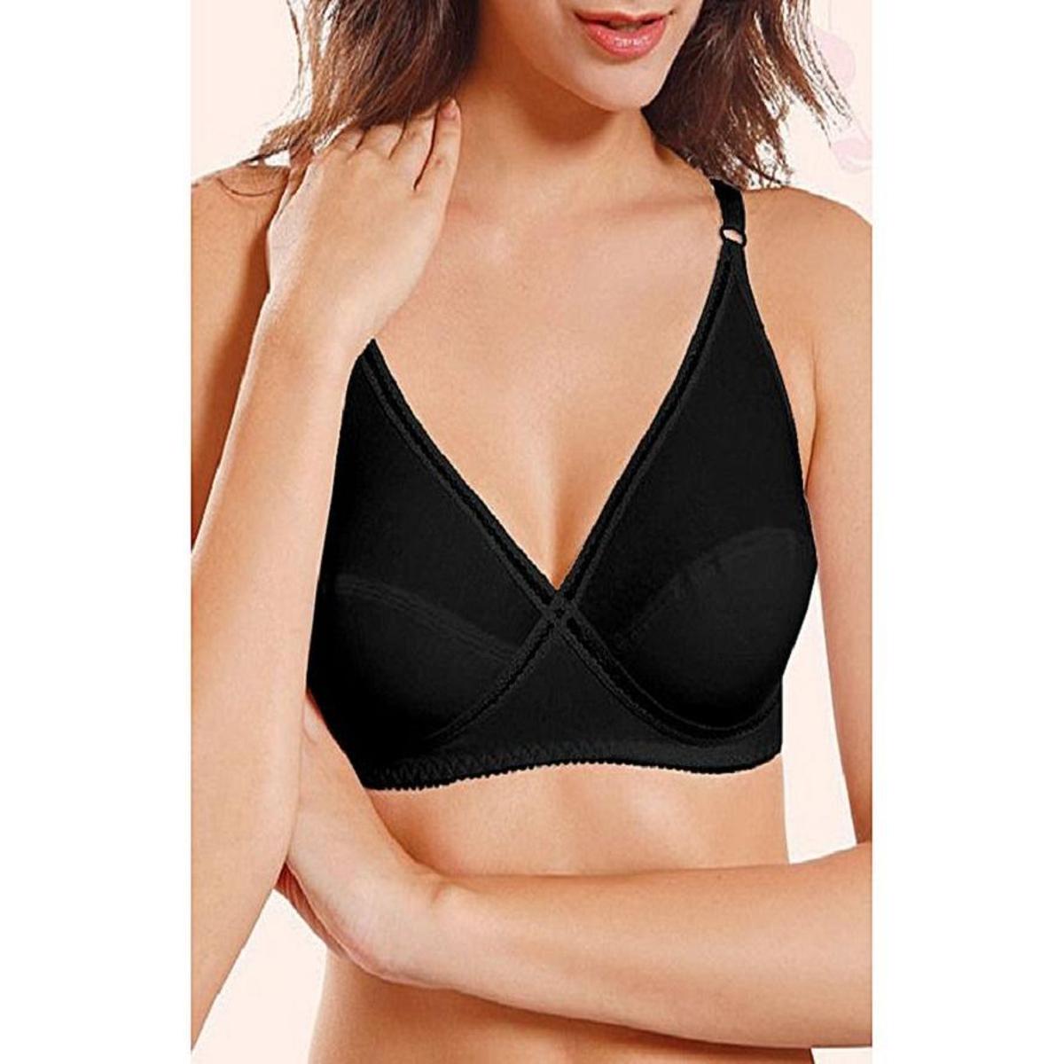 Flourish Black Angle Cotton Bra For Women