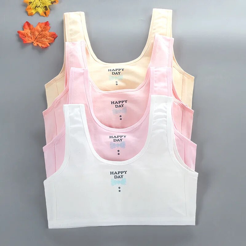 Cotton Teenagers Sport Bras Young Girls Wireless Underwear Puberty Training Bras Clothes Undergarment Kids Tank Top Baby Clothes