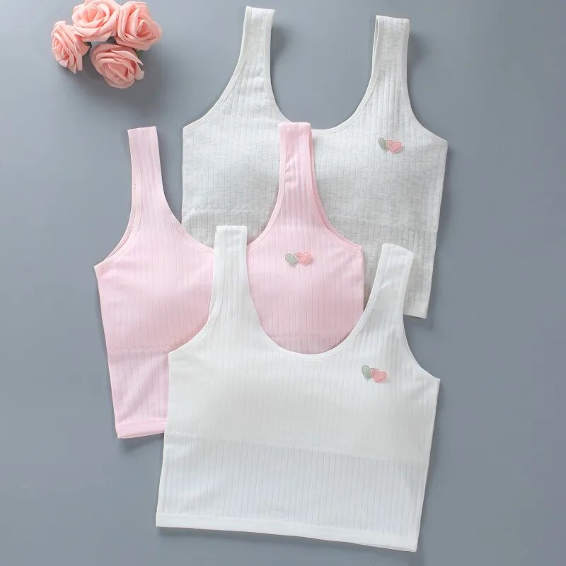 Girls' Tank Top Extended Lingerie Children's Bra Cotton Student Bra Strap Suitable for Both Internal and External Wear 8 16Y