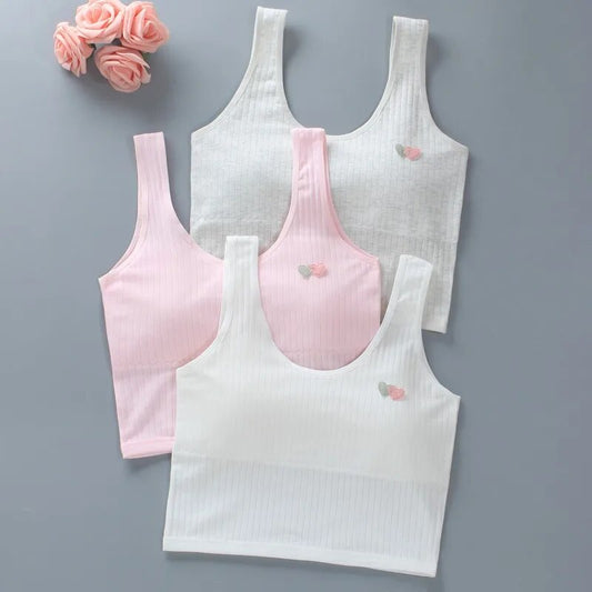 Girls' Tank Top Extended Lingerie Children's Bra Cotton Student Bra Strap Suitable for Both Internal and External Wear 8 16Y