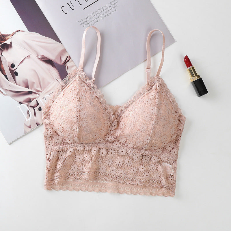 Women  Lingerie Bralette Bra Beauty Back Padded Hollow Out Tank Camis Underwear Bralette Gathered Female Crop Tops