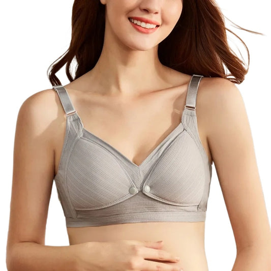 Maternity Push Up Bra with Front Open Button Design Cotton Nursing Bra