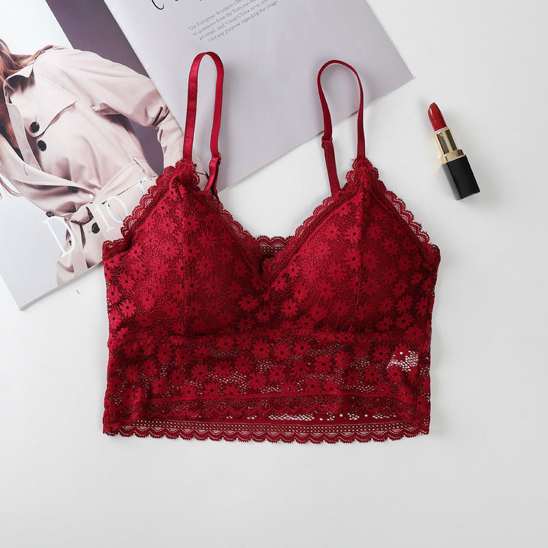 Women  Lingerie Bralette Bra Beauty Back Padded Hollow Out Tank Camis Underwear Bralette Gathered Female Crop Tops
