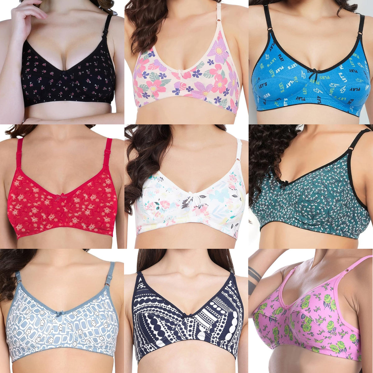 Cotton Bras for Girls – Comfortable Multicolor Design | Sizes 32 42