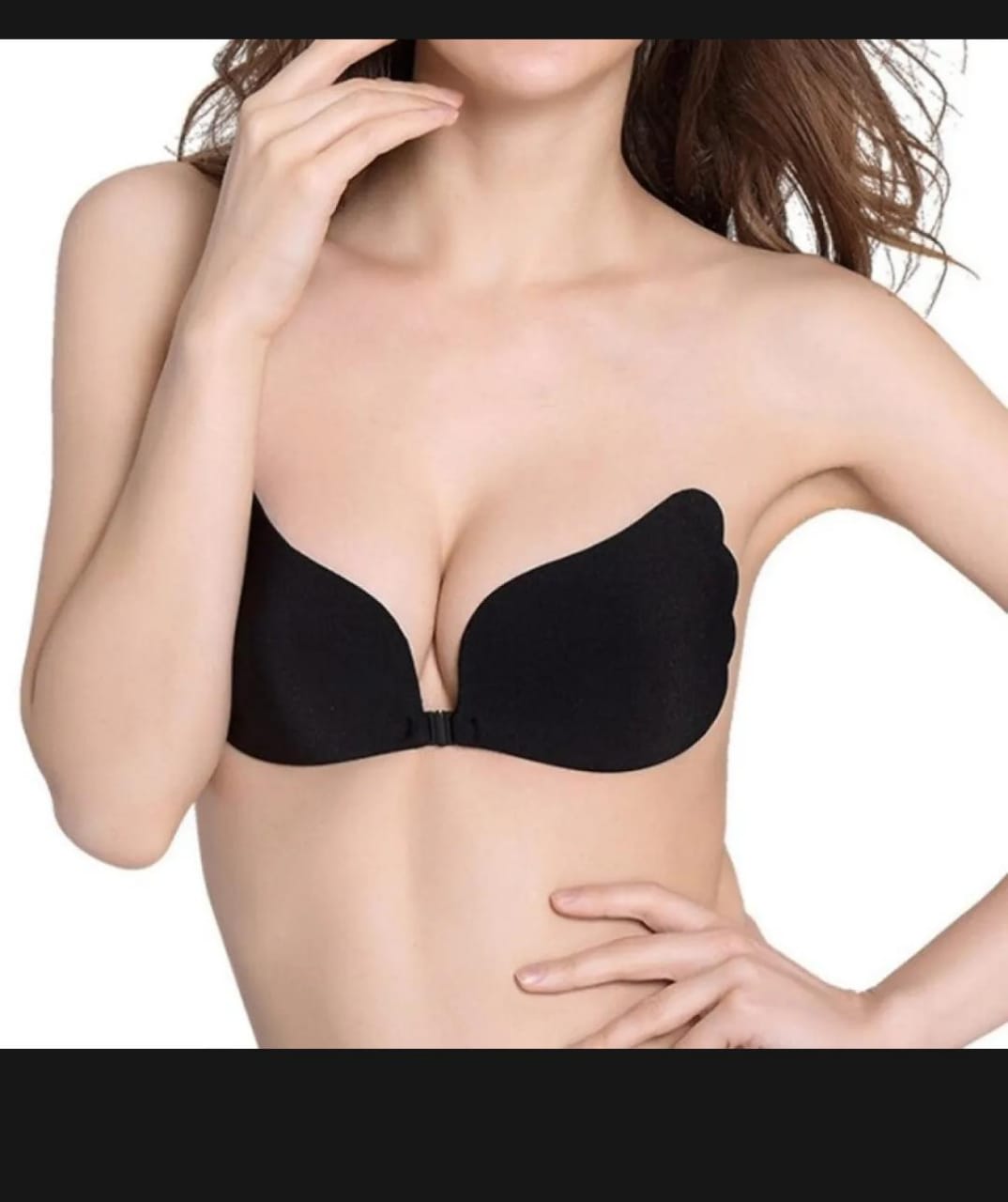 Black Silicone Self Adhesive Strapless Push Up Bra