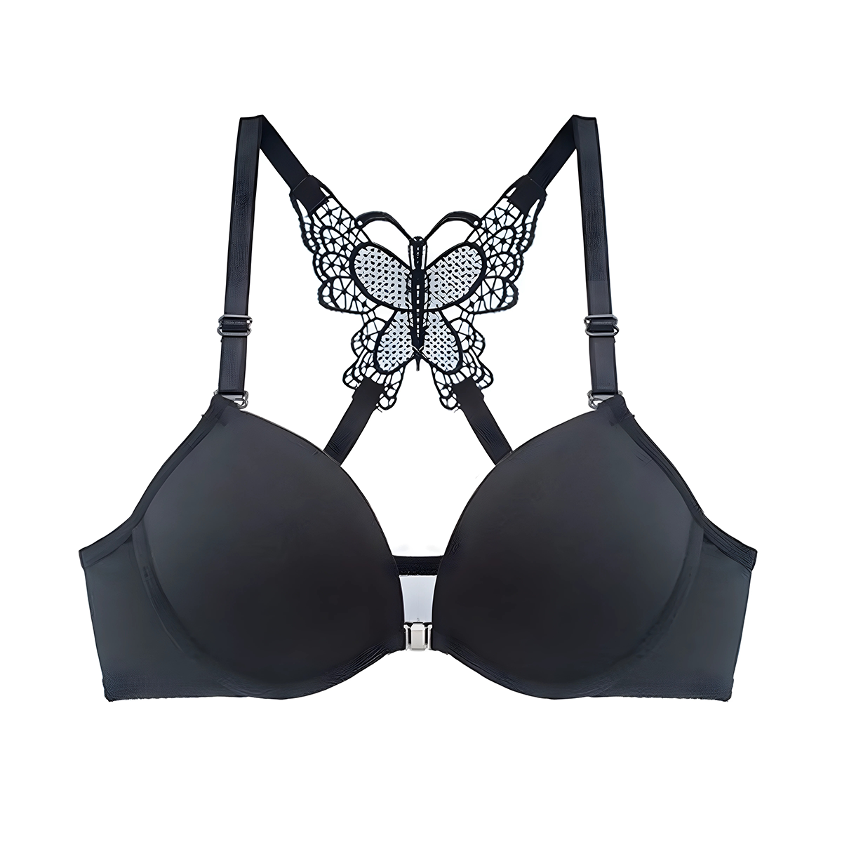 Butterfly Style Front Open  Design Light Padded Bra For Bridals Seamless Adjustable Straps Push Up Back Butterfly Style Bras