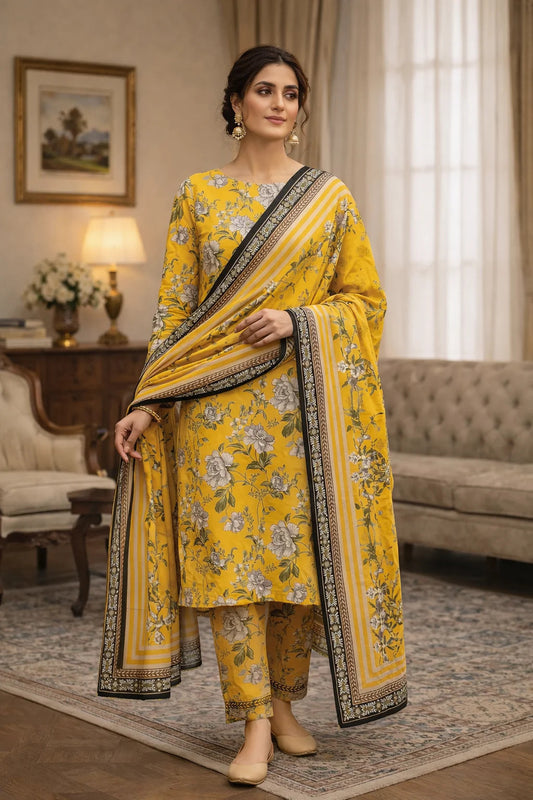 Swiss Lawn Unstitched 3 Piece Suit - A1785