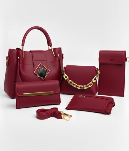 5-PCS DIAMOND PREMIUM LEATHER HANDBAGS