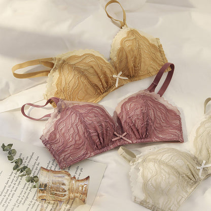 Purple Skin For Women Sexy Lingerie Lace Push Up Bras Bralette Wireless Cotton Panties Padded Bra Set Luxury