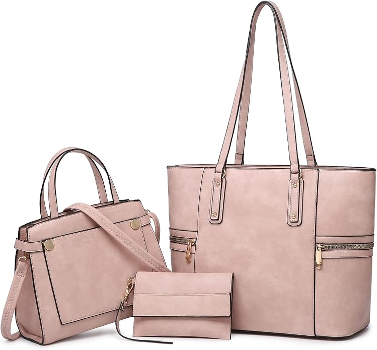 Purses and Handbags for Women Tote Bag Shoulder Bag Top Handle Satchel Purse Set with Wallet Large Work Tote 3pcs