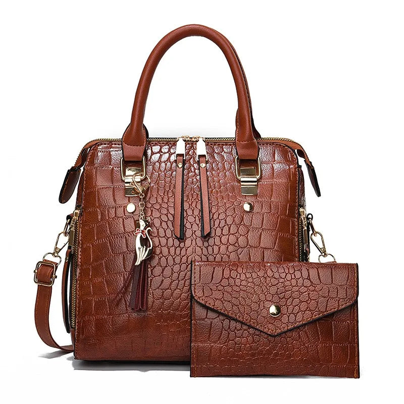 2024 New Crocodile Patterned Crossbody Composite Bag High Quality Single Shoulder Tote Bags Women Fashion Handbags with Wallet