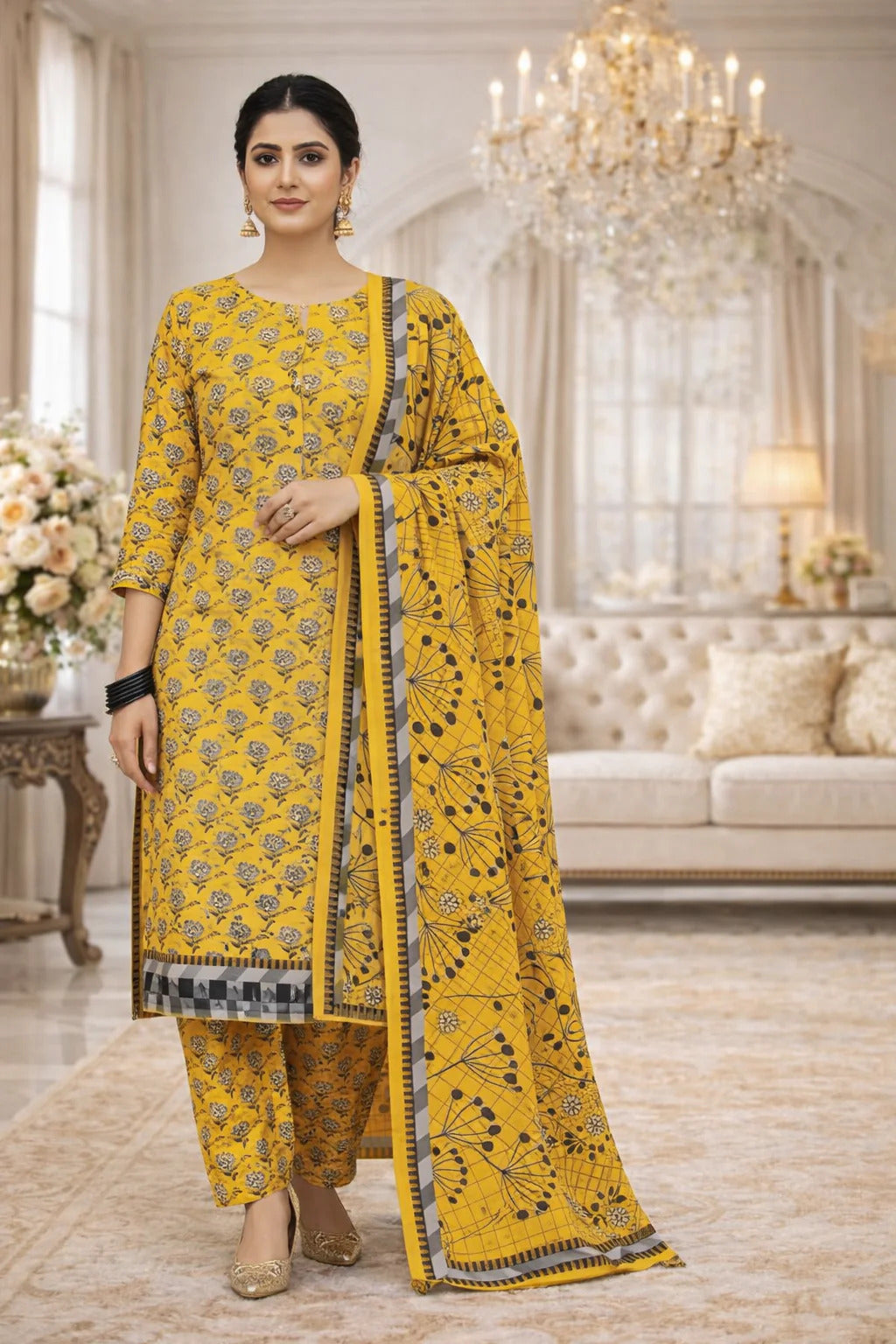 Swiss Lawn Unstitched 3 Piece Suit - A1818