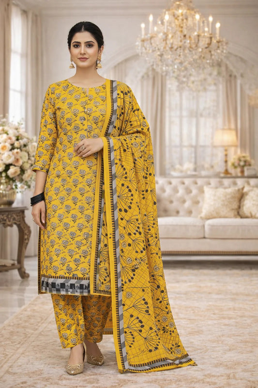 Swiss Lawn Unstitched 3 Piece Suit - A1818