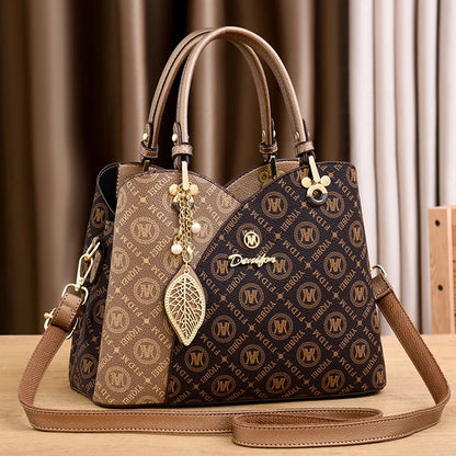 Luxury Brand Designer Women'S Handbag Leather Printed Shoulder Bag Large Capacity Classic Retro Crossbody Bag Commuting Tote Bag