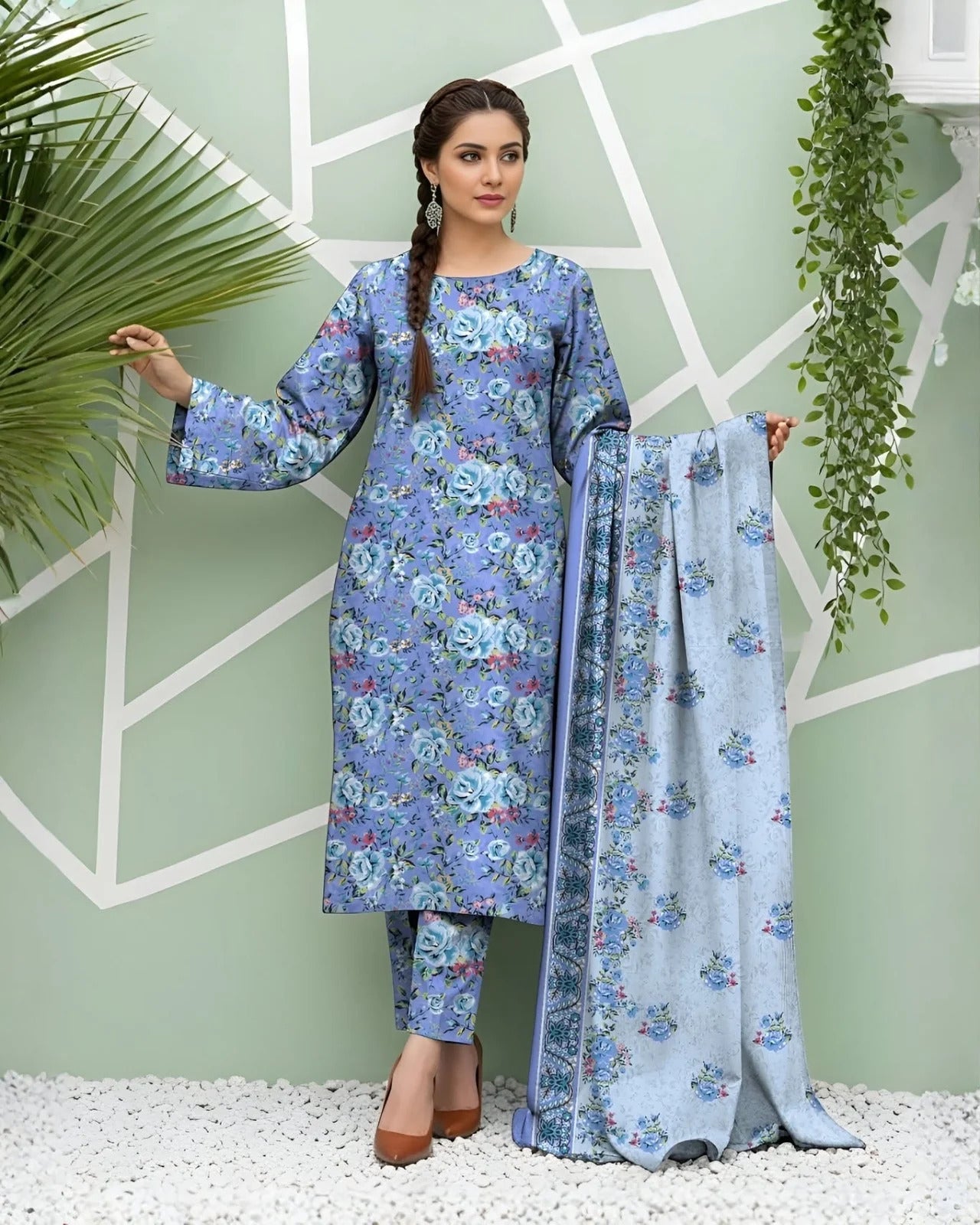 Unstitched Breeze Lawn Suit, All Over Stylish Printed Summer Wear Collection – Random Article VG- 77
