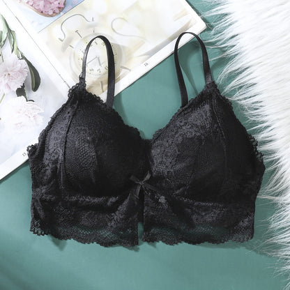 Triangle Cup Lace Bralette Bras for Women Sexy Tank Tops Crop Tops Female Gathered Padded Underwear Brassiere