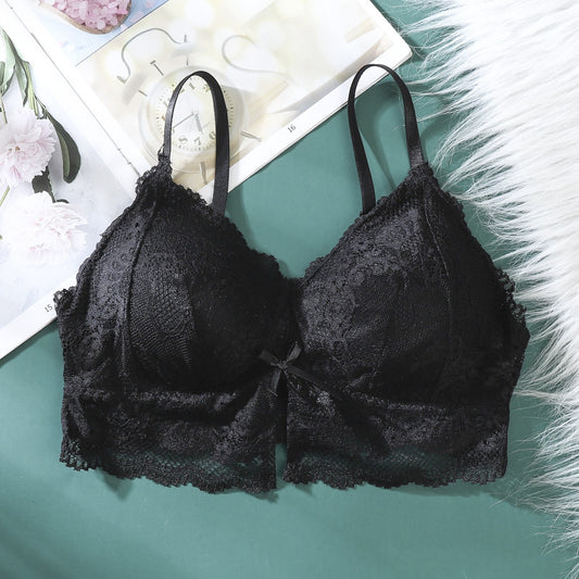 Triangle Cup Lace Bralette Bras for Women Sexy Tank Tops Crop Tops Female Gathered Padded Underwear Brassiere