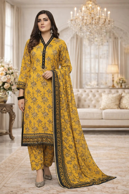 Swiss Lawn Unstitched 3 Piece Suit - A1729
