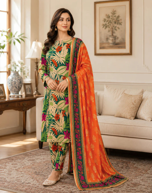 Swiss Lawn Unstitched 3 Piece Suit - A1758