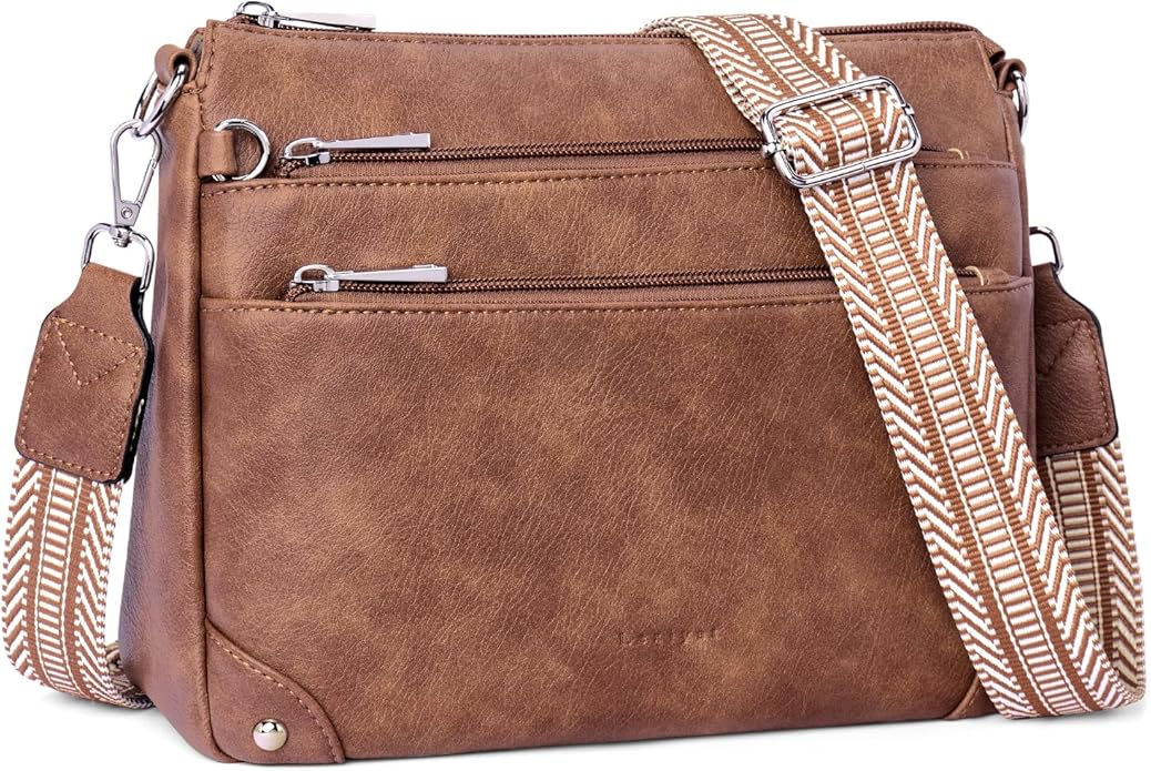 Crossbody Bags for Women Rfid Travel Crossbody Purses Leather Handbags Medium Shoulder bag with Adjustable Strap