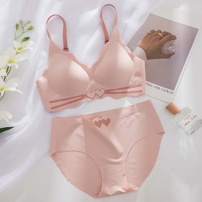 for Women Blue Pink Push Up Sexy Lingerie Wireless One-Piece Bras Panties Luxury Bra Sets Underwear A B Seamless