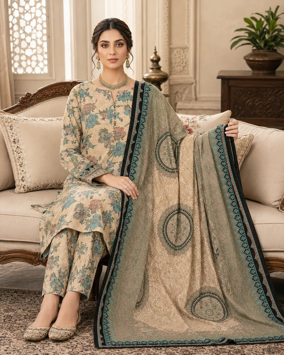 Swiss Lawn Unstitched 3 Piece Suit - A1757