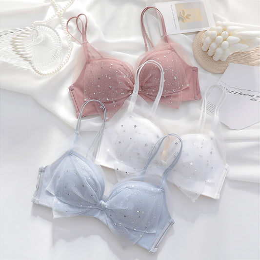 New Blue Black For Women Straps Bralette Cotton Wireless Panties Push Up Bra Sets Underwear Sexy Lingerie A B