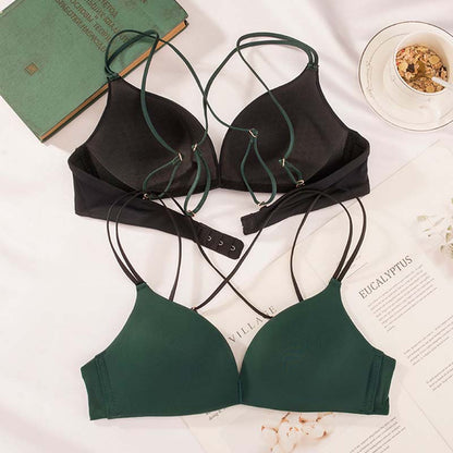 Spring Green For Women Straps Sexy Lingerie Set Wireless Cotton Panties Underwear One-Piece Bra Sets A B Lingerie
