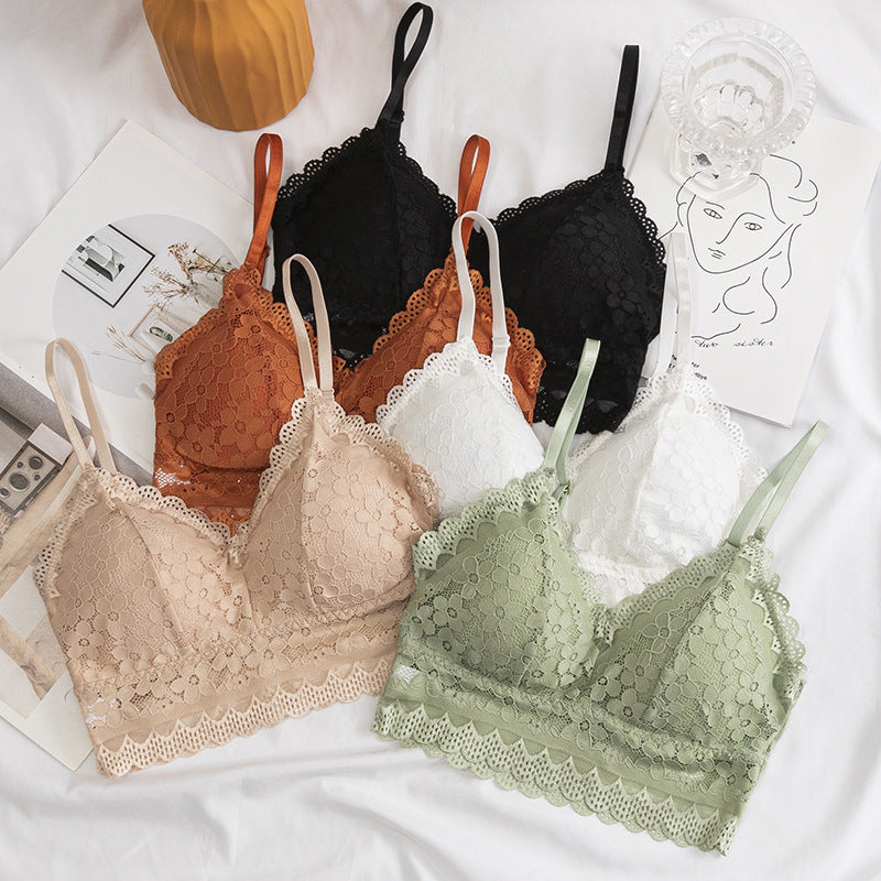 Sexy Lace No Rims Bras Female Brassiere Seamless Underwear Women's Thin Bra with Wire Free Gather Lingerie Bralette