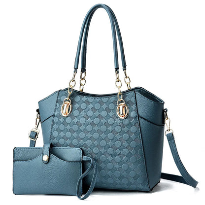 2024 New PU Leather Large Capacity Tote Bag Women's Chain One Shoulder Bag Fashion Women's Handbag with Wallet Bolsa Feminina