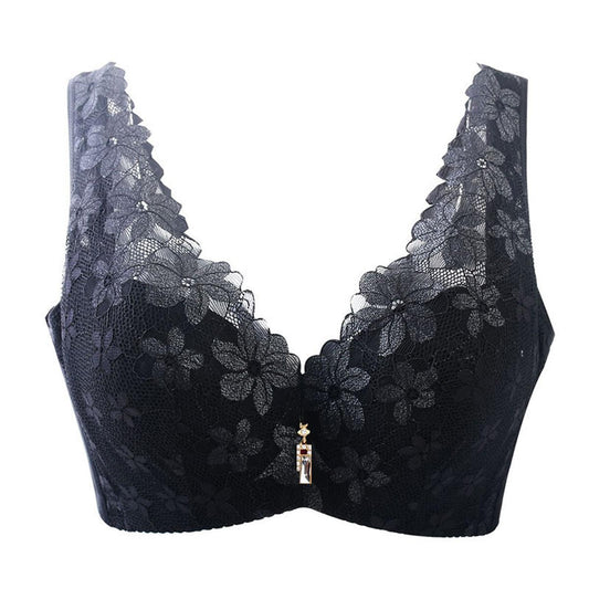 Woman Floral Solid Female Wire Free Bra Sexy Gathered Push Up Brassiere Bra Lace Crop Tops Underwear Minimizer