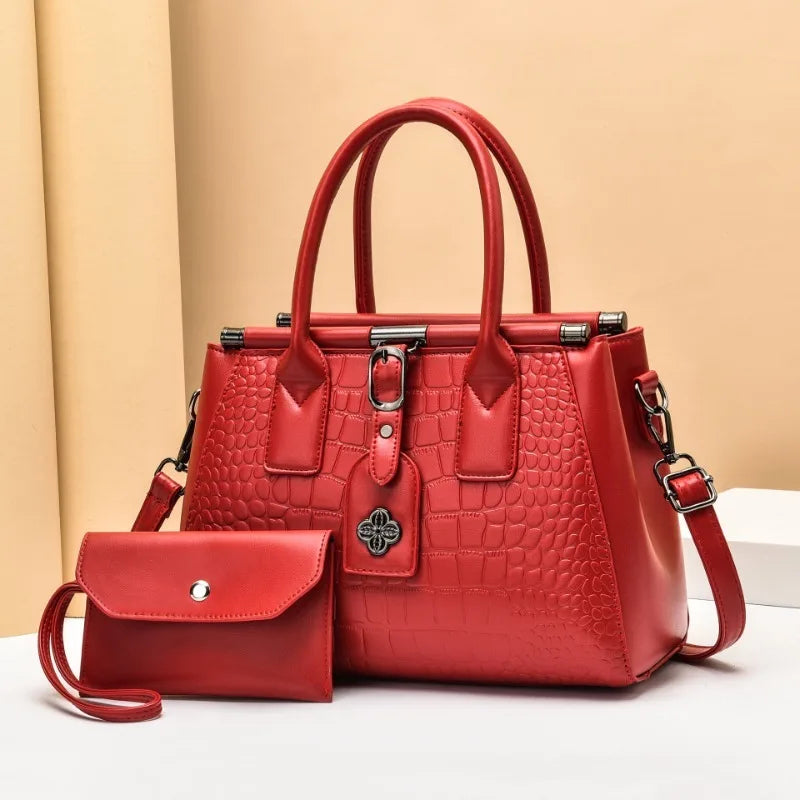 Fashion Versatile 2 Piece Set One Shoulder Crossbody Bags Ladies Handheld Tote Bag Quality Leather Luxury Women's Handbags