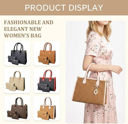 3Pcs Purses and Handbags Set for Women, Top Handle Satchel Shoulder Crossbody Tote Bag Purse with Wallet