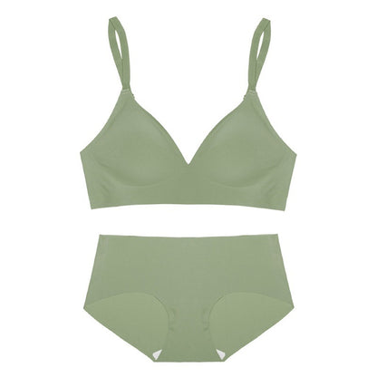 Deep V Neck Wire Free One- Piece Seamless Bra and Panties Set Underwear with Convertible Padded Soft Comfortable Lingerie