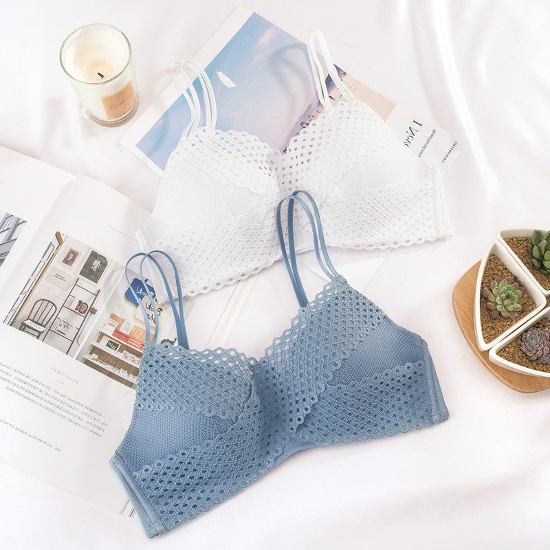 White For Women Blue Wireless Bra Sets Lace Cotton Panties Sexy Lingerie Set Underwear A B Japanese