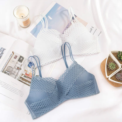 White For Women Blue Wireless Bra Sets Lace Cotton Panties Sexy Lingerie Set Underwear A B Japanese