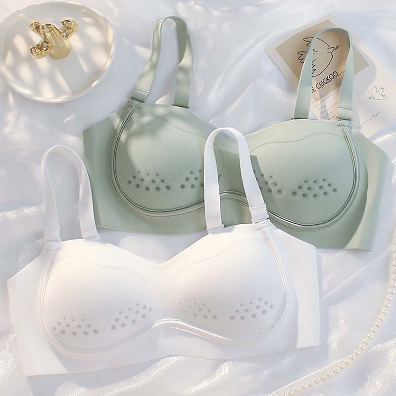 for Women Blue Green One-Piece Bra Sets Seamless Bralette Cotton Panties Push Up Underwear Wireless Lingerie Set A B