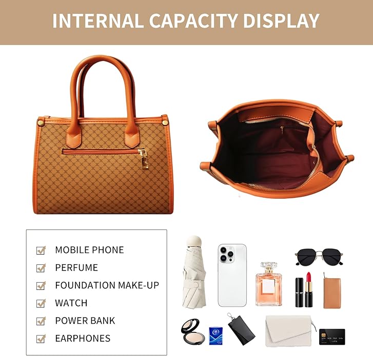 3Pcs Purses and Handbags Set for Women, Top Handle Satchel Shoulder Crossbody Tote Bag Purse with Wallet for Work
