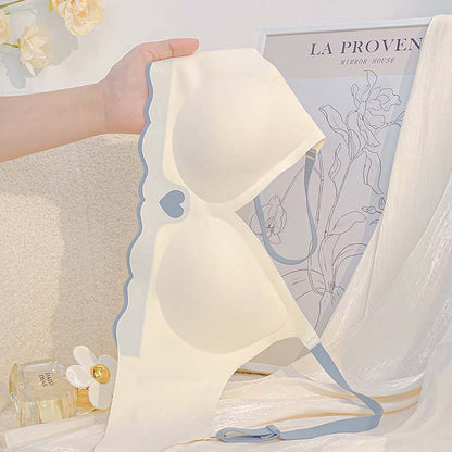 for Women Pink Blue One-Piece Bra Sets Seamless Bralette Cotton Panties Push Up Underwear Wireless Lingerie Set