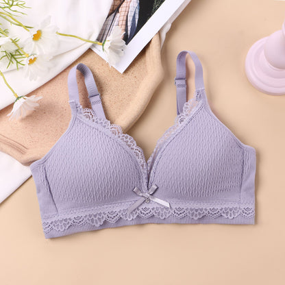 New Women Bra Sexy Lace Triangle Cup Brassiere Small Breasts Wireless Adjustable Lingerie Underwear