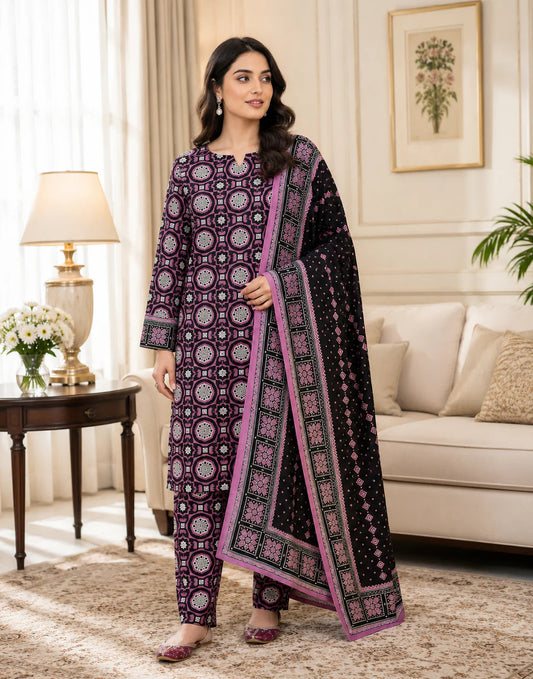 Swiss Lawn Unstitched 3 Piece Suit - A1763