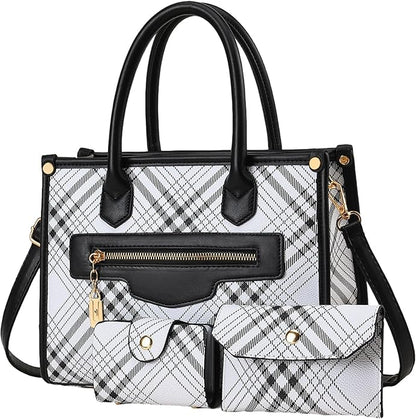 Handbags for Women, 3Pcs Women's Handbags Fashion PU Leather, Tote Shoulder Top Handle Satchel Purse Bags